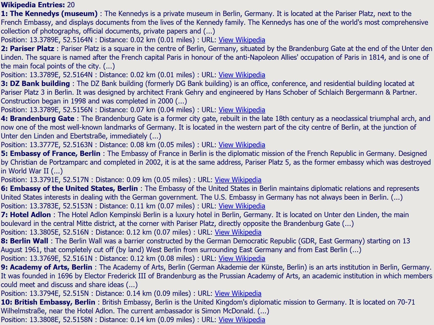20 Wikipedia Entries